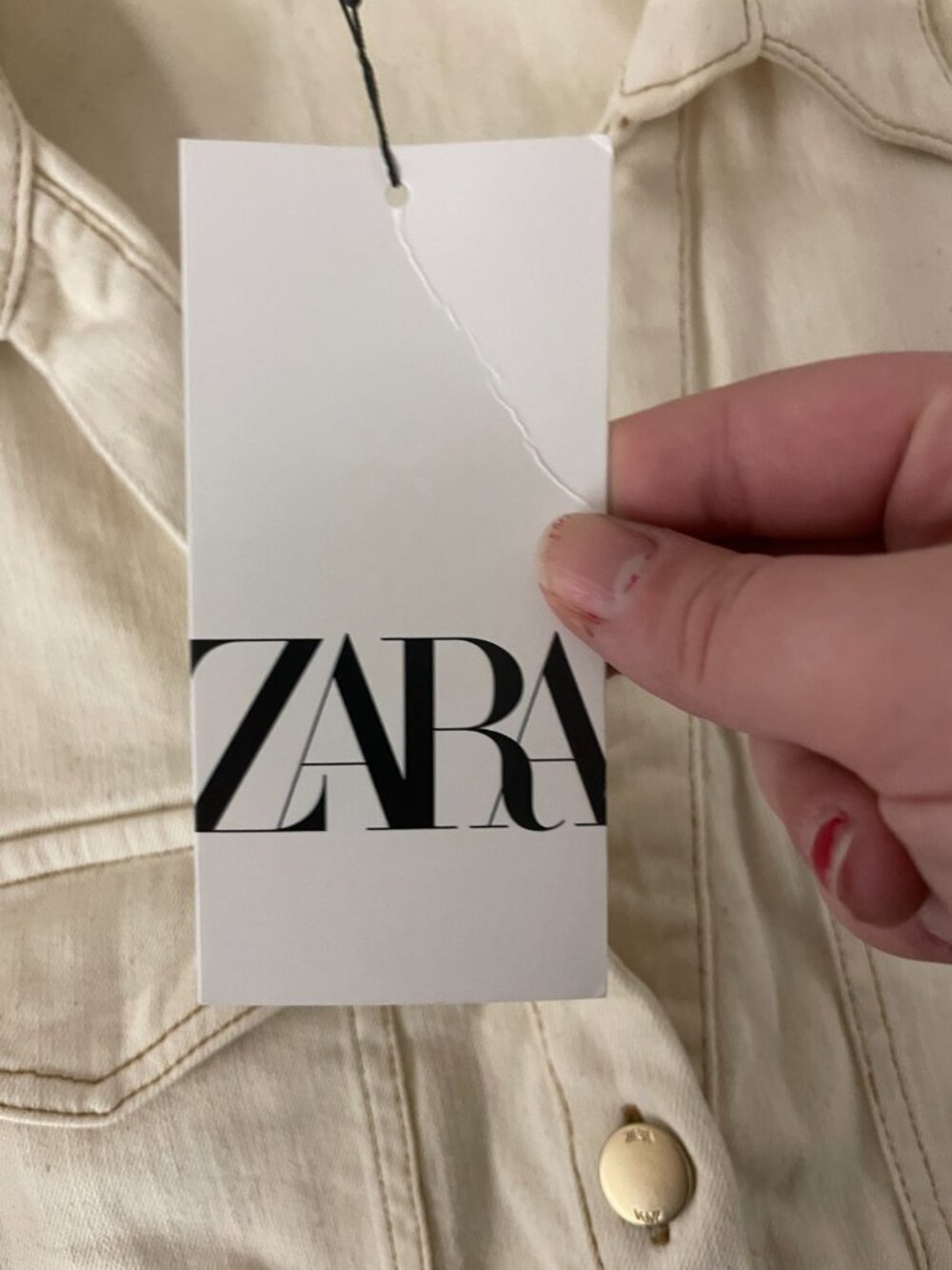 Zara Womens Shirt Dress denim M Ecru Ivory Midi Button Front 8062/622 NWT - Picture 7 of 16